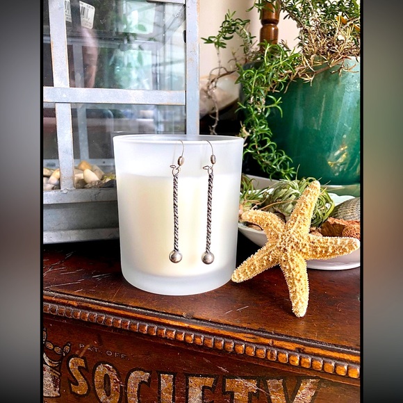 Sterling Silver Long Drop Dangle Bar Earrings Women Handcrafted Handmade Jewelry - Picture 1 of 7